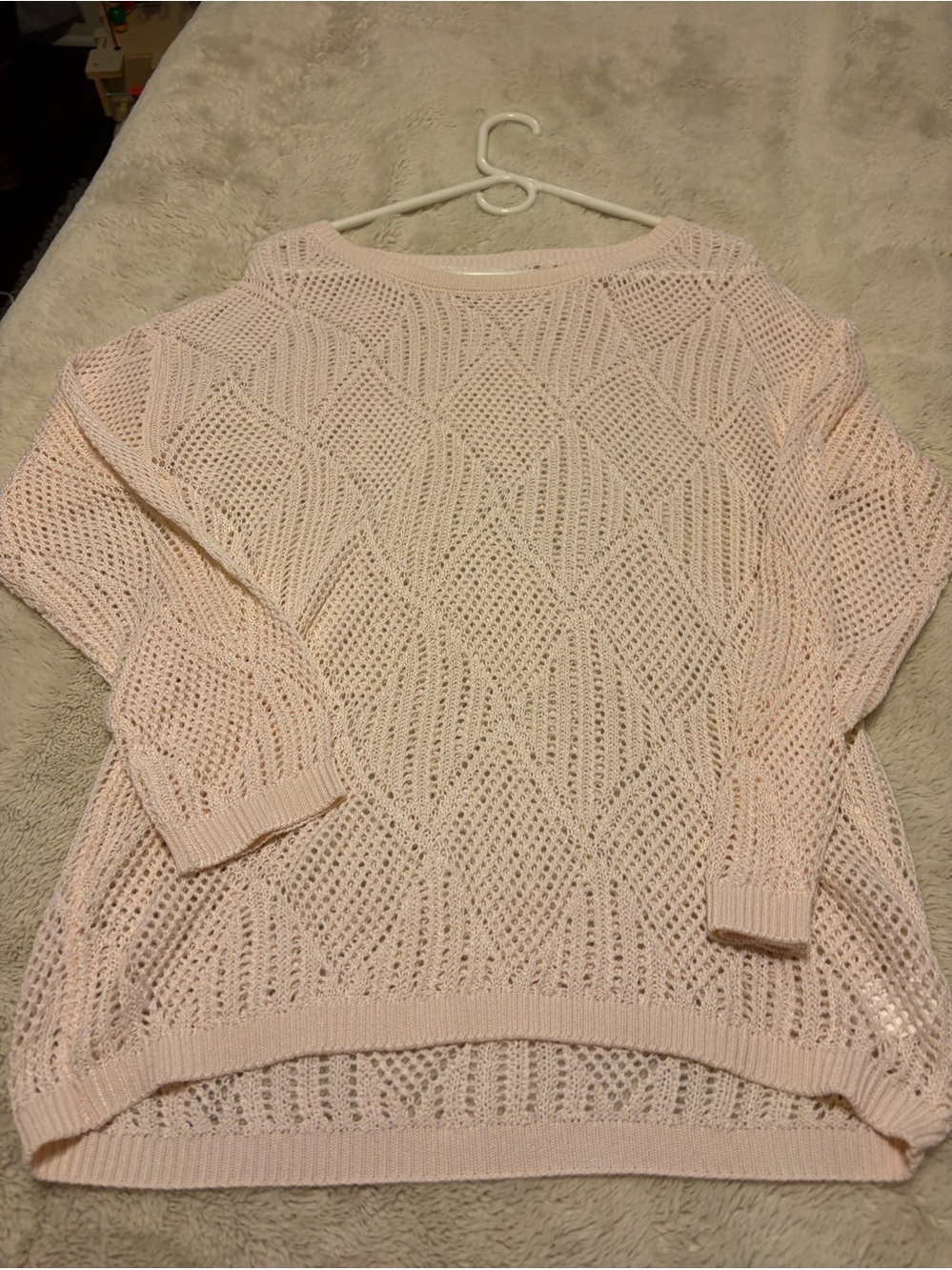 Women’s Knit Openwork Sweater - Light Pink sz small